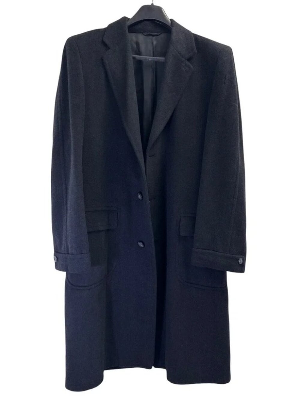 Hampshire Clothes Mens Black 100% Cashmere Overcoat Long Trench Coat Vandevers
